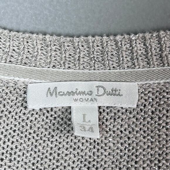 Massimo Dutti sweater Large lightweight linen belted v-neck blouson minimalist - Picture 12 of 14
